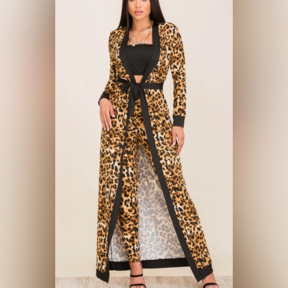 Leopard Statement Duster Set